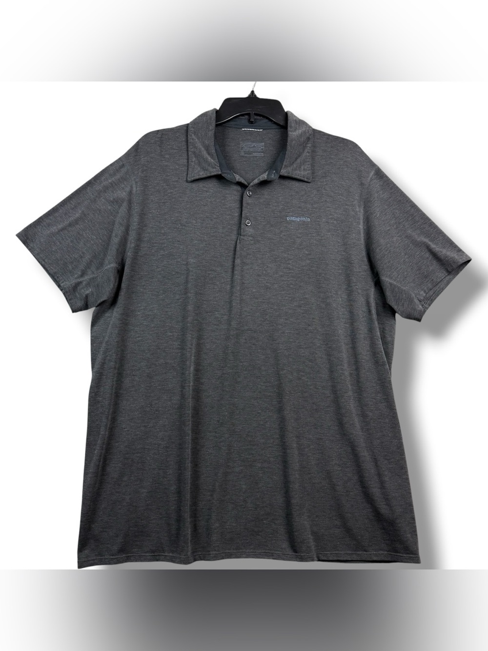 Patagonia Cactusflats Polo Menās XL Ink Black Dark Gray Short Sleeve Shirt 52860